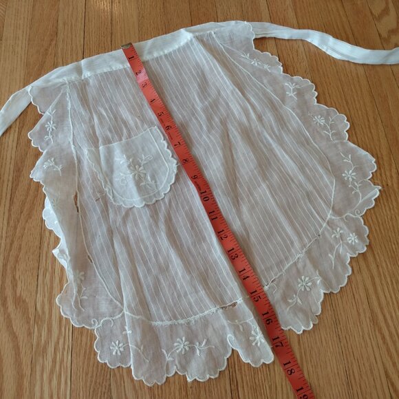 Antique Victorian Apron Vintage Small Sheer White Dainty AS IS Damaged Holes Tea - Picture 6 of 13
